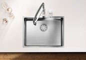 Кухонная мойка Blanco Claron 550-IF, отводная арматура, полированная сталь 521578