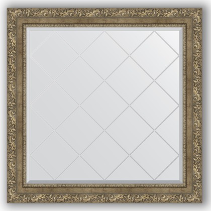 Зеркало Evoform Exclusive-G 850x850 с гравировкой, в багетной раме 85мм, виньетка античная латунь BY 4317