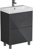 Тумба с раковиной Velvex Edge 600-0-2 (9696) напольная, графит tn.EDG.9696.60.2Y графит + 9696-60