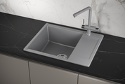 Кухонная мойка Granula Estetica ES-6202, 620x500, с крылом, кварц, Алюминиум 6202, АЛЮМИНИУМ