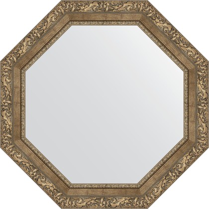 Зеркало Evoform Octagon 700x700 в багетной раме 85мм, виньетка античная латунь BY 7339