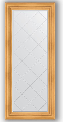 Зеркало Evoform Exclusive-G 690x1580 с гравировкой, в багетной раме 99мм, травлёное золото BY 4159