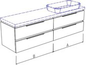 Тумба подвесная, 4 ящика, без столешницы и раковины 220х50х50см Verona Ampio AM114.A110.B110.000