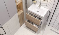Тумба под раковину Velvex Gesso 600-0-2 (9696) навесная, белый матовый/, дуб сонома tp.GES.9696.60.2Y белый матовый/дуб сонома