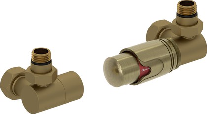 Автоматический терморегулятор Сунержа 3D правый G1/2"НРxG3/4"НГ, набор, Матовое золото 032-1422-0001