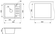 Кухонная мойка Granula Standart 5803, 580x500, кварц, Бежевый 5803, БЕЖЕВЫЙ