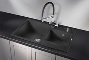 Кухонная мойка Granula 8201, 820x500, накладная, двойная, кварц, Турмалин 8201, ТУРМАЛИН