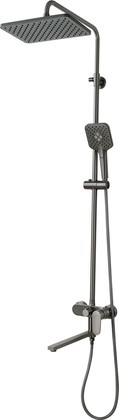 Душевая система Aquatek Ника, смеситель с длинным изливом, верхний душ 300x193мм, лейка 3jet, оружейная сталь AQ2840BGM