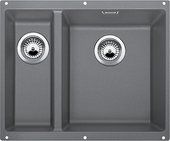Кухонная мойка без крыла, основная чаша справа, с клапаном-автоматом, гранит, алюметаллик Blanco Subline 340/160-U 520404