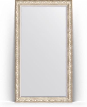 Зеркало Evoform Exclusive Floor 1150x2050 пристенное напольное, с фацетом, в багетной раме 109мм, виньетка серебро BY 6176