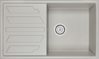 Кухонная мойка Granula 8601, 860x500, накладная, с крылом, кварц, Базальт 8601, БАЗАЛЬТ