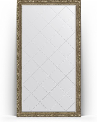 Зеркало Evoform Exclusive-G Floor 1100x2000 пристенное напольное, с гравировкой, в багетной раме 85мм, виньетка античная латунь BY 6355