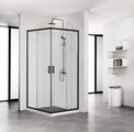 Душевой уголок Aquatek 1000x1000 квадратный, двери раздвижные, прозрачное стекло, профиль чёрный AQ ARI KV 10020BL