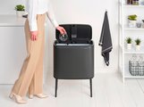 Мусорный бак Brabantia Bo Touch Bin 11+23л, двухсекционный, тёмно-серый 233548