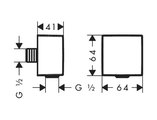Шланговое подсоединение Hansgrohe FixFit Square с клапаном обратного тока, шлифованный чёрный хром 26455340