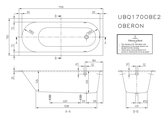 Ванна квариловая Villeroy & Boch Oberon 170x75см с ножками, без отверстия перелива, белая UBQ170OBE2V-01