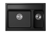 Кухонная мойка Granula Kitchen Space KS-7302, 730x510, накладная, кварц, Чёрный 7302, ЧЁРНЫЙ