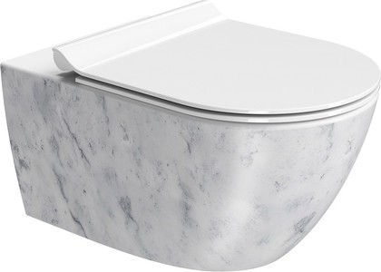 Унитаз подвесной GSI AltaCeramica 550x360, Swirlflush 2.0, с креплением, белый мрамор Marbled white AC201F35