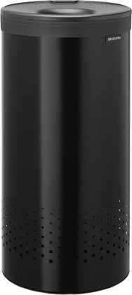 Бак для белья Brabantia 35л, круглый, с мешком, с пластиковой крышкой, чёрный матовый 242342