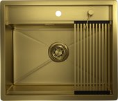 Кухонная мойка Granula Kitchen Space KS-6051, 600x510, накладная, нержавеющая сталь, Золото сатин 6051, ЗОЛОТО САТИН