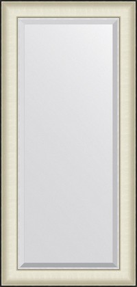 Зеркало Evoform Exclusive 54x114, с фацетом, в багетной раме, белая кожа с хромом 78мм BY 7453