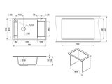 Кухонная мойка Granula 7806, 780x500, накладная, с крылом, кварц, Алюминиум 7806, АЛЮМИНИУМ