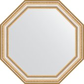 Зеркало Evoform Octagon 560x560 в багетной раме 60мм, золотые бусы на серебре BY 3979
