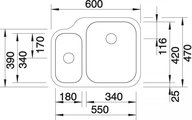 BLANCO YPSILON 550-U Схема с размерами вид сверху