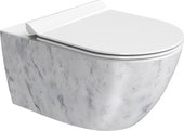 Унитаз подвесной GSI AltaCeramica 550x360, Swirlflush 2.0, с креплением, белый мрамор Marbled white AC201F35