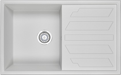 Кухонная мойка Granula 8002, 800x500, накладная, с крылом, кварц, Арктик 8002, АРКТИК