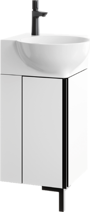 Тумба с умывальником Aqwella Porto 450 угловая, напольная, белый с чёрным POR0104WB+4640021061435