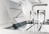 Кухонная мойка оборачиваемая с крылом, с клапаном-автоматом, коландером, нержавеющая сталь зеркальной полировки Blanco Axis II 5S-IF 516528