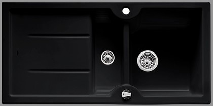 Кухонная мойка Blanco Idessa 6S, с крылом, с клапаном-автоматом, керамика, чёрный 516006