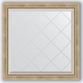 Зеркало Evoform Exclusive-G 830x830 с фацетом и гравировкой, в багетной раме 70мм, состаренное серебро с плетением BY 4304