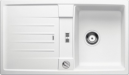 Кухонная мойка оборачиваемая с крылом, с клапаном-автоматом, гранит, белый Blanco Lexa 45S 514654