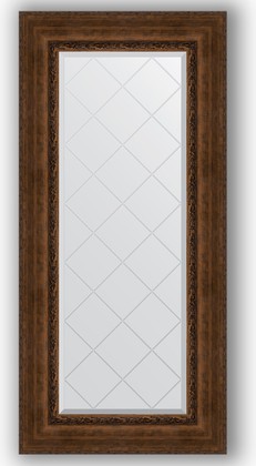 Зеркало Evoform Exclusive-G 620x1320 с гравировкой, в багетной раме 120мм, состаренная бронза с орнаментом BY 4085