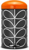 Мусорный бак 12л, тёмный графит с рисунком и оранжевой крышкой Brabantia RETRO ORLA KIELY 106767