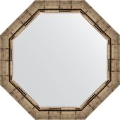 Зеркало Evoform Octagon 680x680 в багетной раме 73мм, серебряный бамбук BY 7323