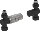 Автоматический терморегулятор Сунержа прямой G1/2"НРxG3/4"НГ, набор, тёмный титан муар - сталь 15-1420-6205