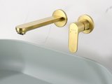 Смеситель для раковины настенный Aquatek Альфа внешняя и скрытая часть, шлифованное золото AQ1913BG