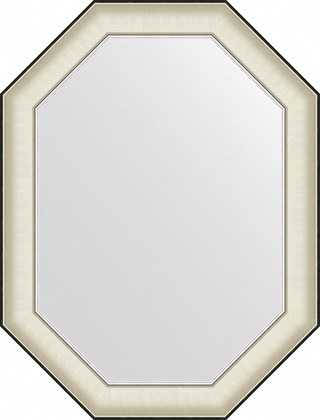 Зеркало Evoform Octagon 64x84, восьмиугольное, в багетной раме, белая кожа с хромом 78мм BY 7444