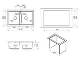 Кухонная мойка Granula 8101, 810x500, накладная, двойная, кварц, Графит 8101, ГРАФИТ