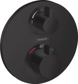 Термостат для душа Hansgrohe Ecostat S с запорным/переключающим вентилем, внешняя часть, 2 потребителя, чёрный матовый 15758670