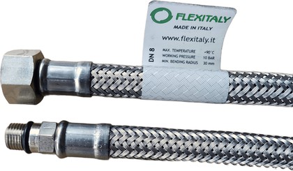Гибкая подводка смесителя Flexitaly, M10x1 x G3/8", DN8, 45см, 1шт, нержавеющая сталь 1900245