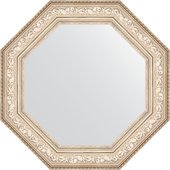 Зеркало Evoform Octagon 750x750 в багетной раме 109мм, виньетка серебро BY 7387