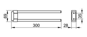 Полотенцедержатель Keuco Plan, 300мм, двойной, поворотный, чёрный матовый 14919 370000