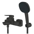 Смеситель для ванны Grohe Cubeo с душевым гарнитуром, матовый чёрный 1018142430