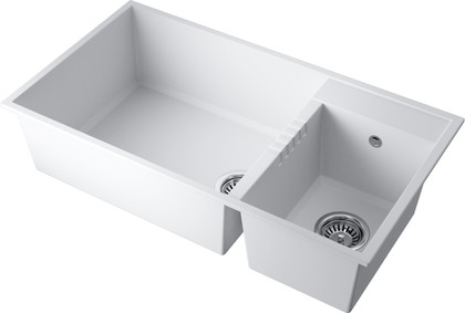 Кухонная мойка Omoikiri Tedori 85-2-U-WH, две чаши, Tetogranit, белый 4993943