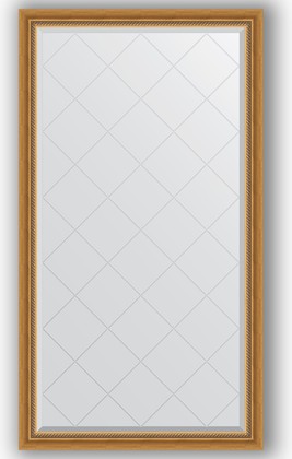 Зеркало Evoform Exclusive-G 930x1680 с фацетом и гравировкой, в багетной раме 70мм, состаренное золото с плетением BY 4389