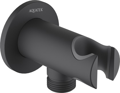 Шланговое подсоединение с держателем Aquatek цилиндр, чёрный матовый AQ2460MB